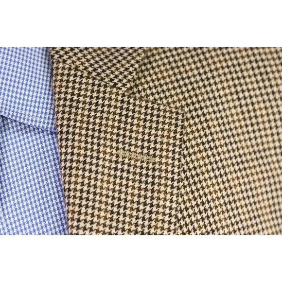 John W Nordstrom Loro Piana 100% Cashmere Brown/Tan Houndstooth Sportcoat 44L - Picture 5 of 10